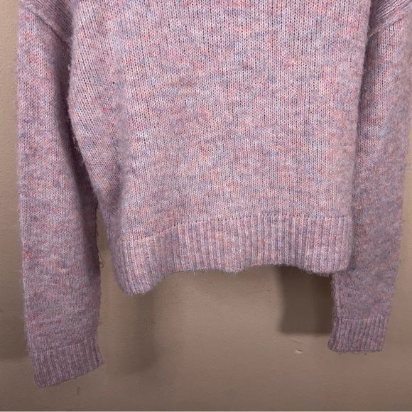 Large Jessica Simpson Pink Fuzzy Knit Cropped Sweater Long Sleeve Comfortable - Picture 9 of 13